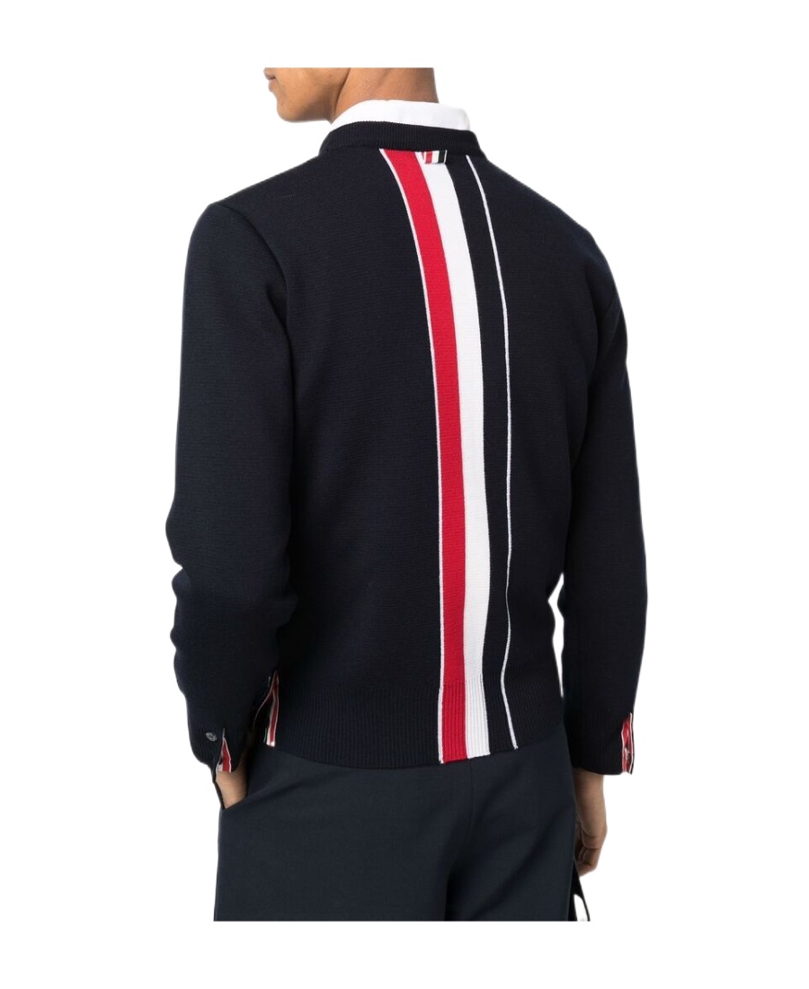 【関税込み】thom browne 'RWB' sweater Thom Browne RWB Stripe Loopback Hoodie | Blue | FARFETCH
