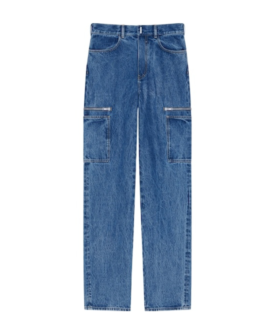 GIVENCHY CARGOBOOT デニムジーンズ Givenchy Loose fit cargo pants in marble denim - SENSER