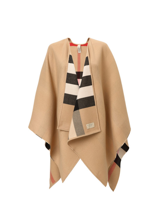 Image 2 of Burberry Reversible Check Merino Wool Poncho