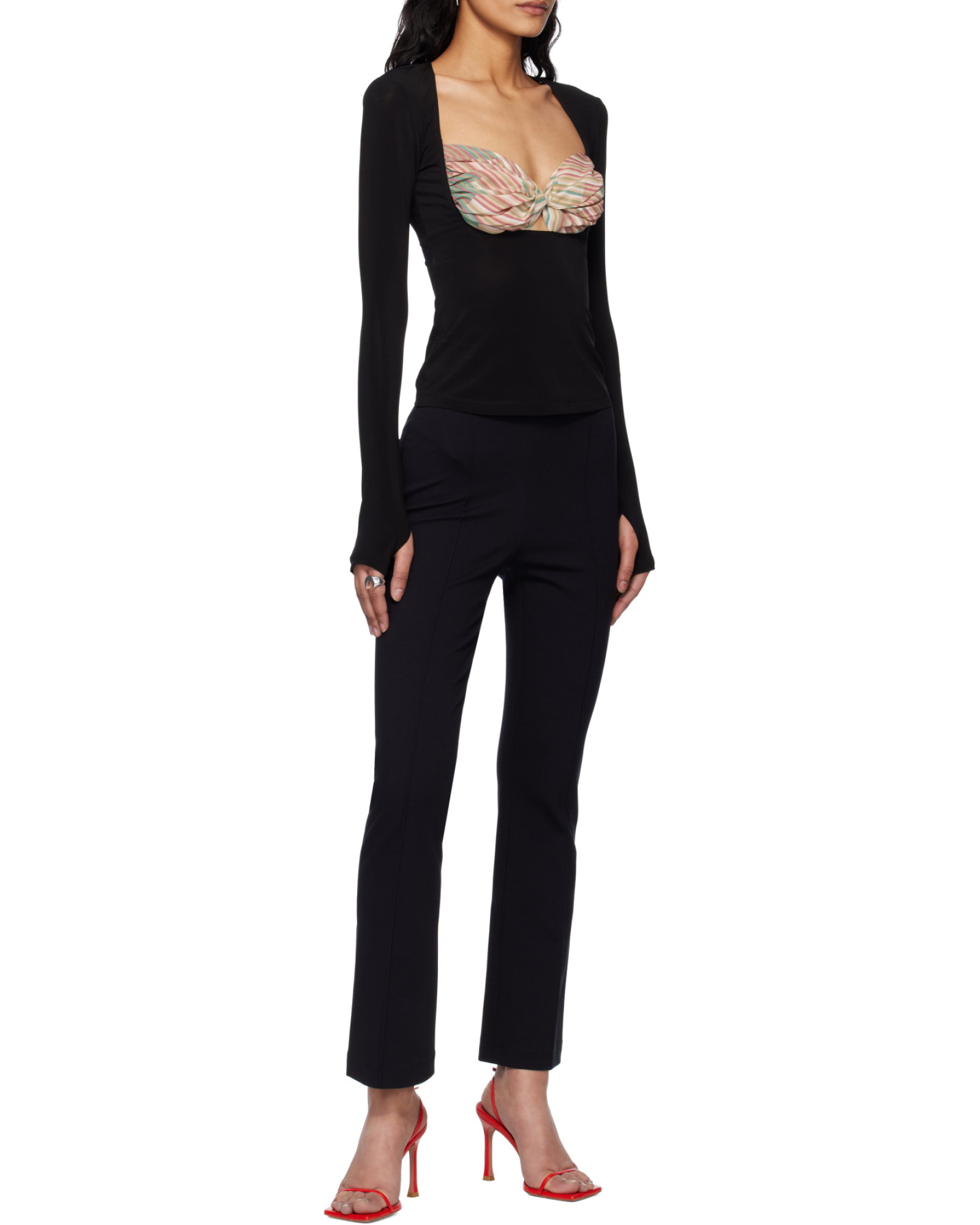 Marine Serre Scarf Detailed Long-Sleeved Blouse - SENSER