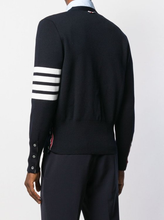 Image 6 of Thom Browne 4-Bar Striped Straight Hem Cardigan