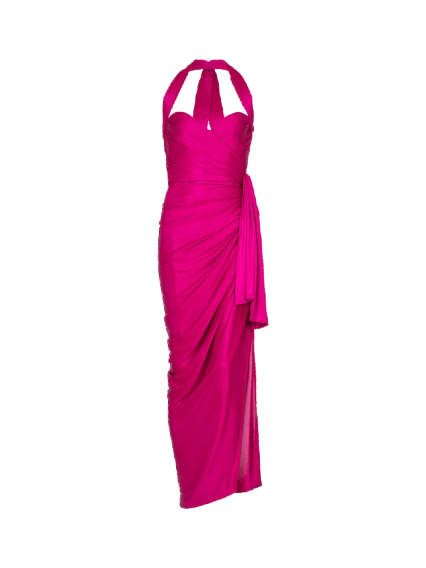 Balmain Draped Front Slit Jersey Midi Dress - SENSER Balmain Draped Front Slit Jersey Midi Dress - SENSER