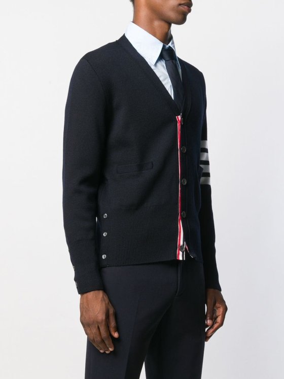 Image 5 of Thom Browne 4-Bar Striped Straight Hem Cardigan