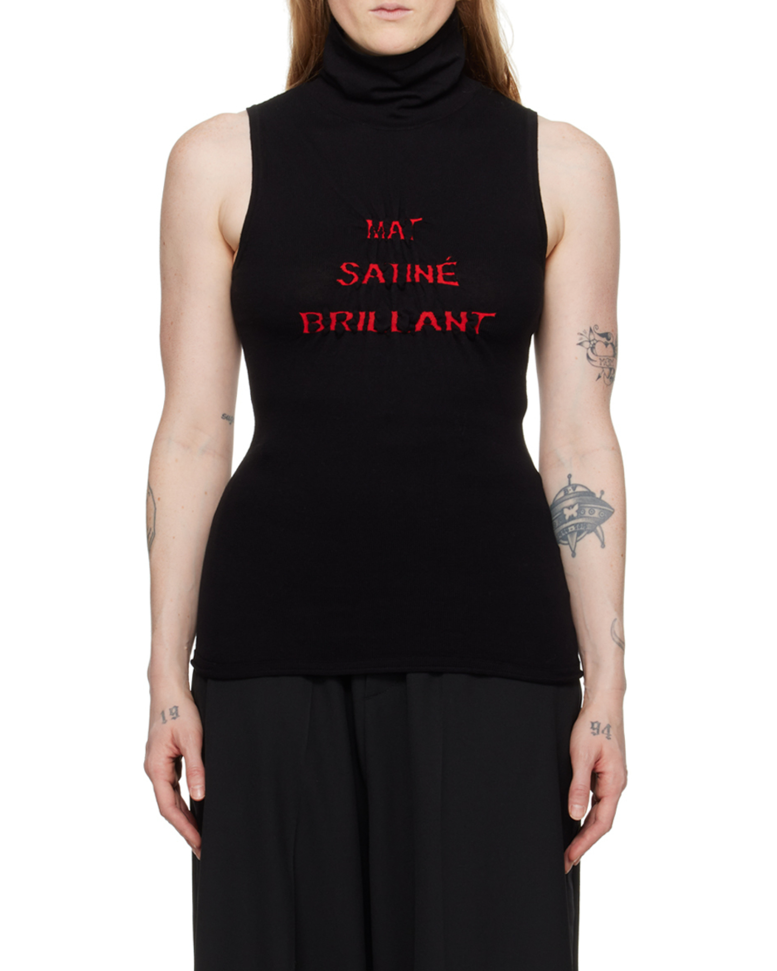 MM6｜SLEEVELESS (SH0NL0005 M20101 900) MM6 Maison Margiela numbers-motif Vest | Black | FARFETCH