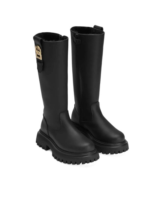 Image 1 of Dolce & Gabbana Kids Logo-Plaque Chunky-Sole Boots