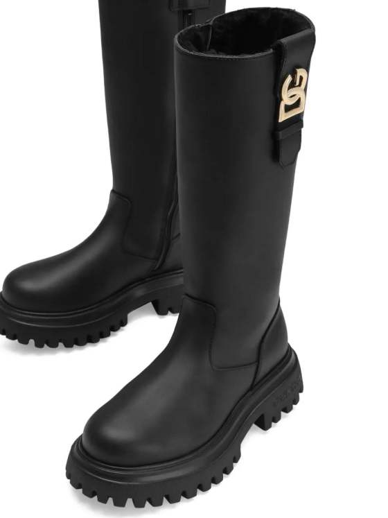 Image 3 of Dolce & Gabbana Kids Logo-Plaque Chunky-Sole Boots
