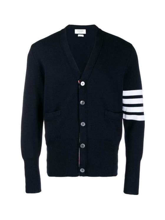 Image 1 of Thom Browne 4-Bar Striped Straight Hem Cardigan