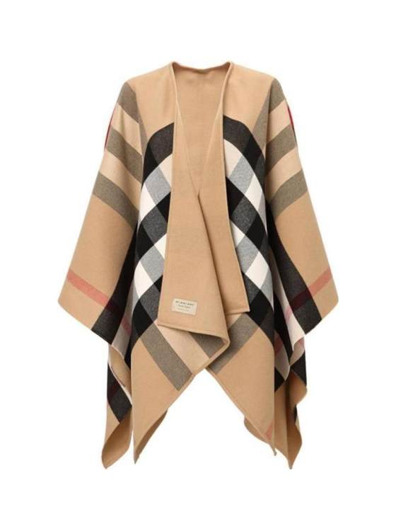 Image 1 of Burberry Reversible Check Merino Wool Poncho